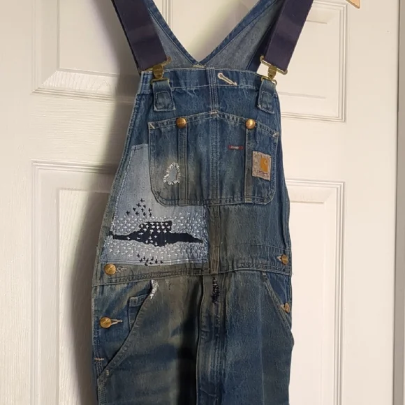 Carhartt Denim Overalls with Artistic Patchwork - Picture 10 of 14
